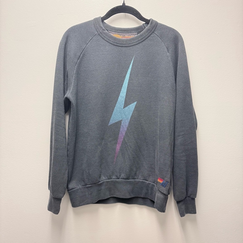 AVIATOR NATION Bolt Crew Sweatshirt Pullover UNISEX, Navy | Size XS